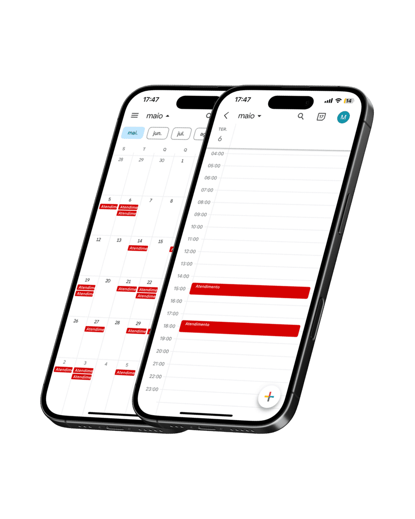 Mockup da agenda do consultório